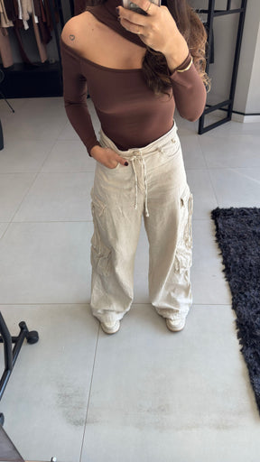 Wide Leg Linho Cargo
