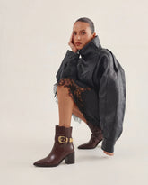 Bota Couro Fivela Barbara Marrom