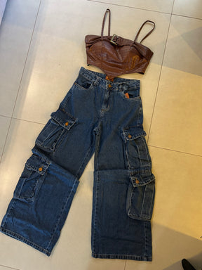 Calça Jeans Cargo Escura - Consciência Jeans