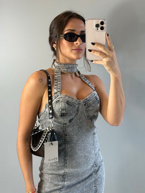 Vestido Curto Jeans Chocker