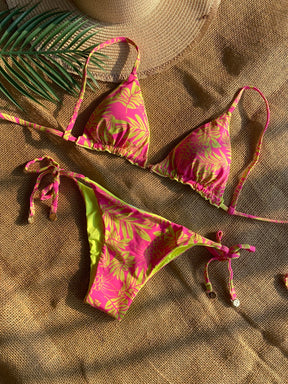 Biquini Cortininha Folhagens neon
