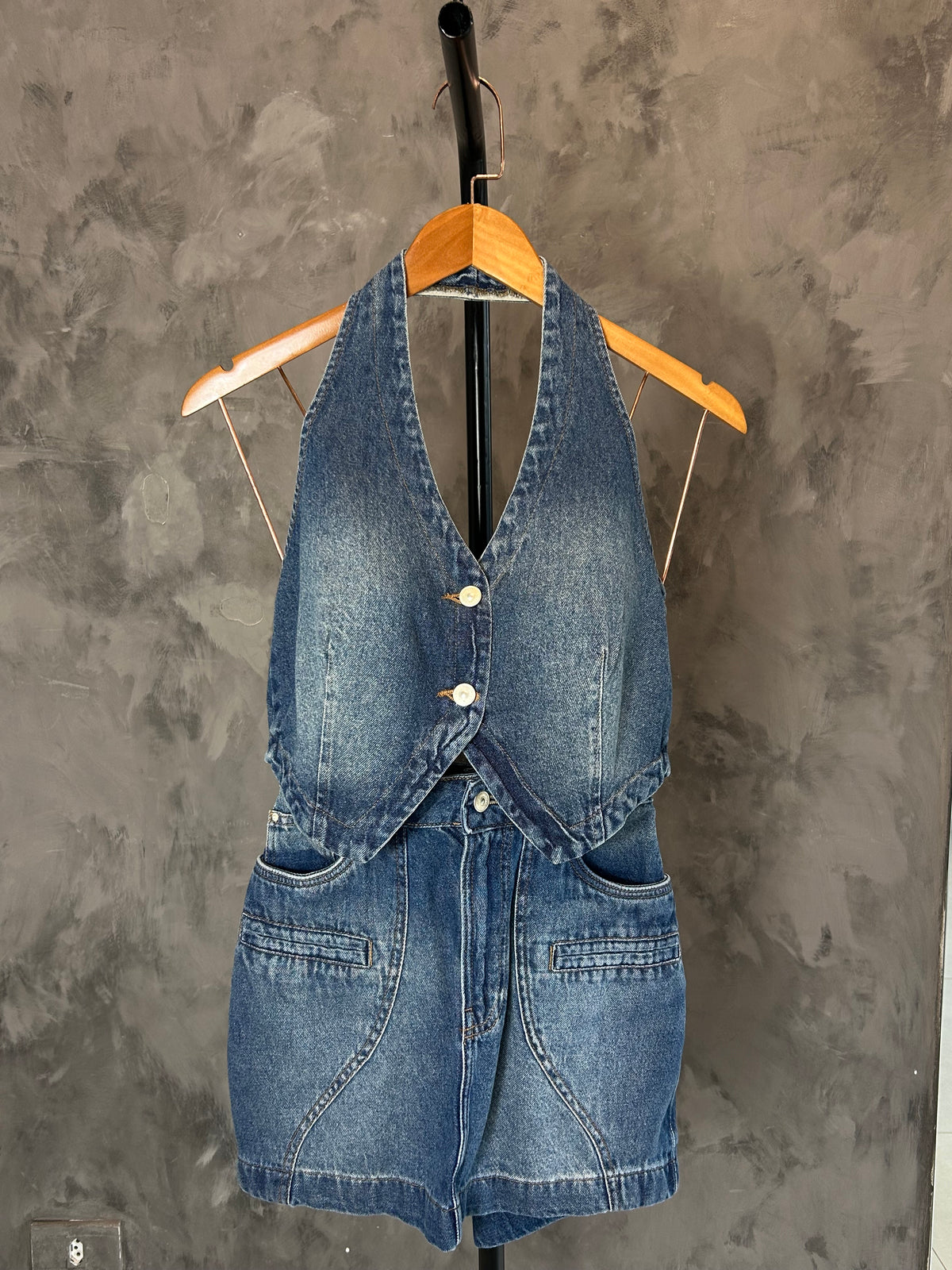 Conjunto Colete Jeans