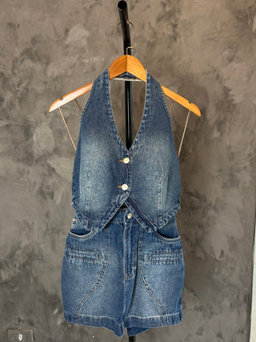 Conjunto Colete Jeans