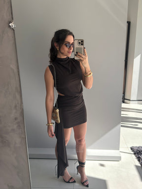 Vestido Justo Drapeado Darling Choc