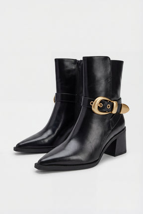 Bota Couro Fivela Bárbara Preto