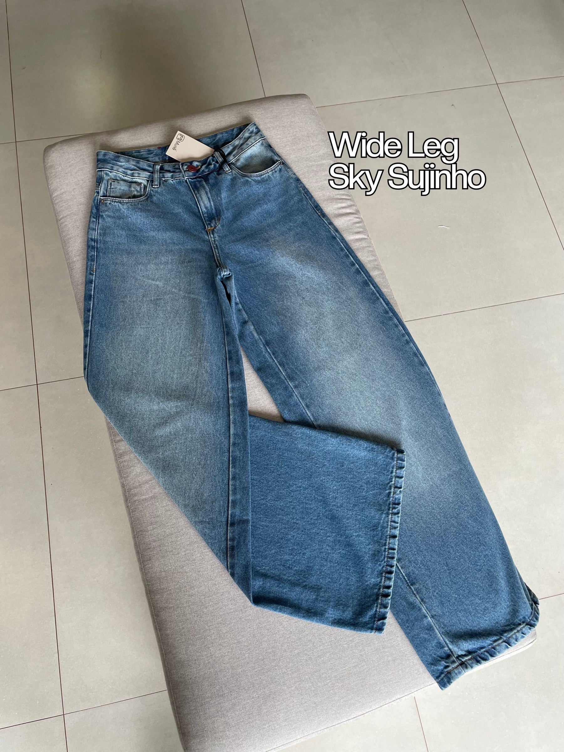 Calça Jeans Wide Leg Sky Sujinho - Consciência
