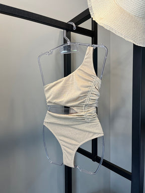 Maiô lurex bege
