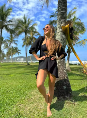 Saída de Praia Kimono preta