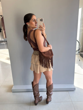 Saia Curta Babados Boho - Yeskla