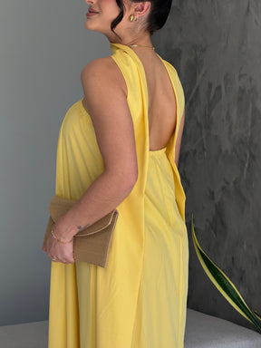 Vestido Longo Solto Tomara que Caia Amarelo – Moda Festa Elegante