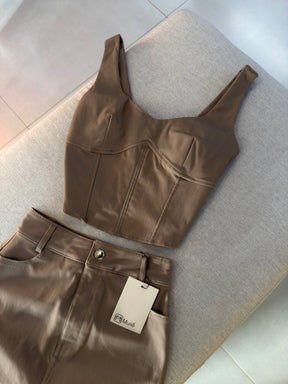 Conjunto Resinado Saia e Cropped - Yeskla