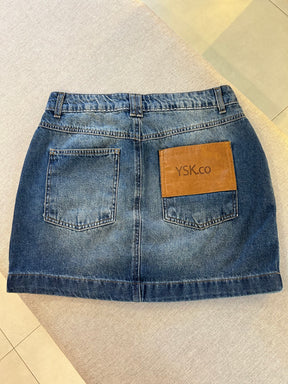 Saia Jeans Pespontada