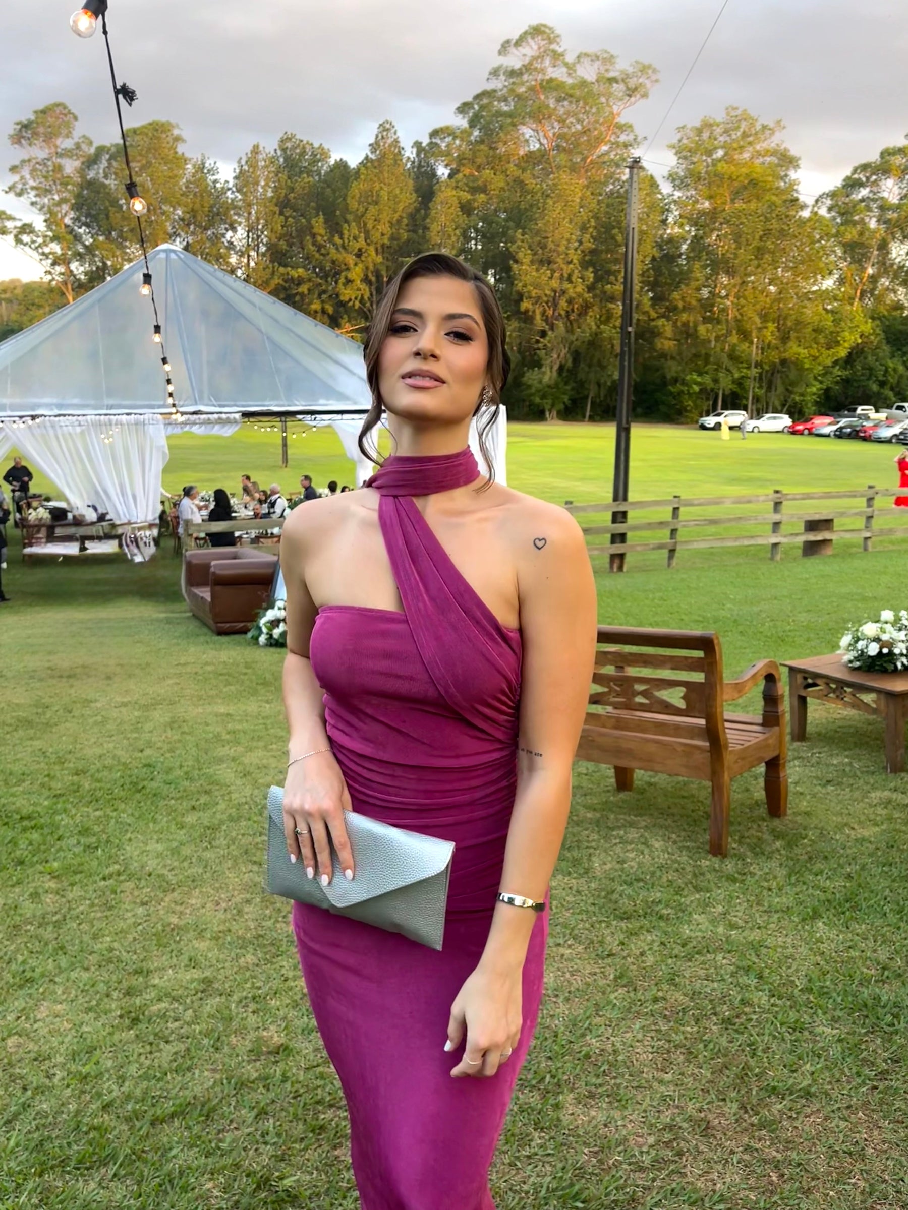 Vestido Longo de Festa Um Ombro Só com Chocker - Gabriela