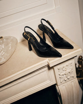 Scarpin Slingback Verniz Dandara Preto