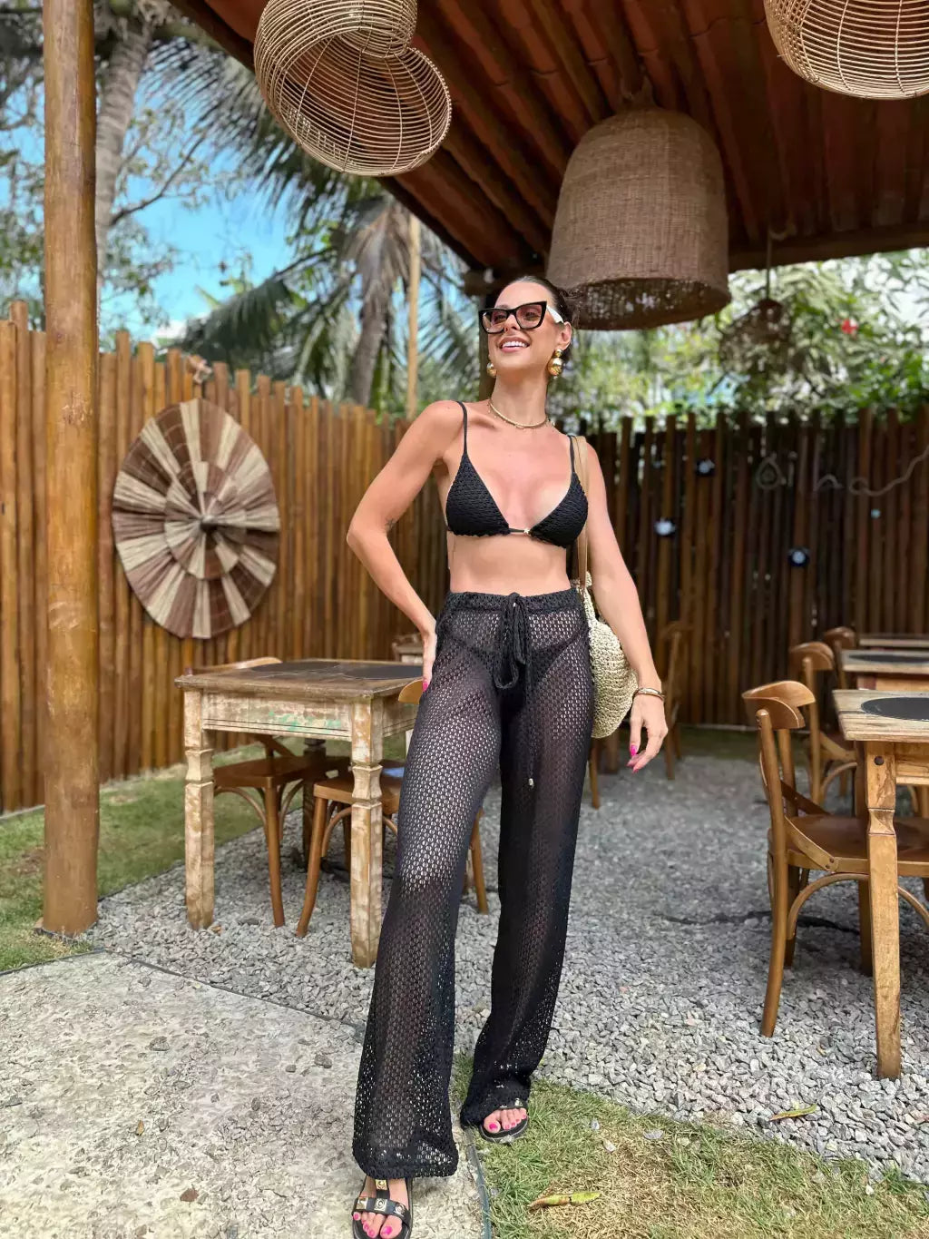 Saida de praia calça crochet Loren