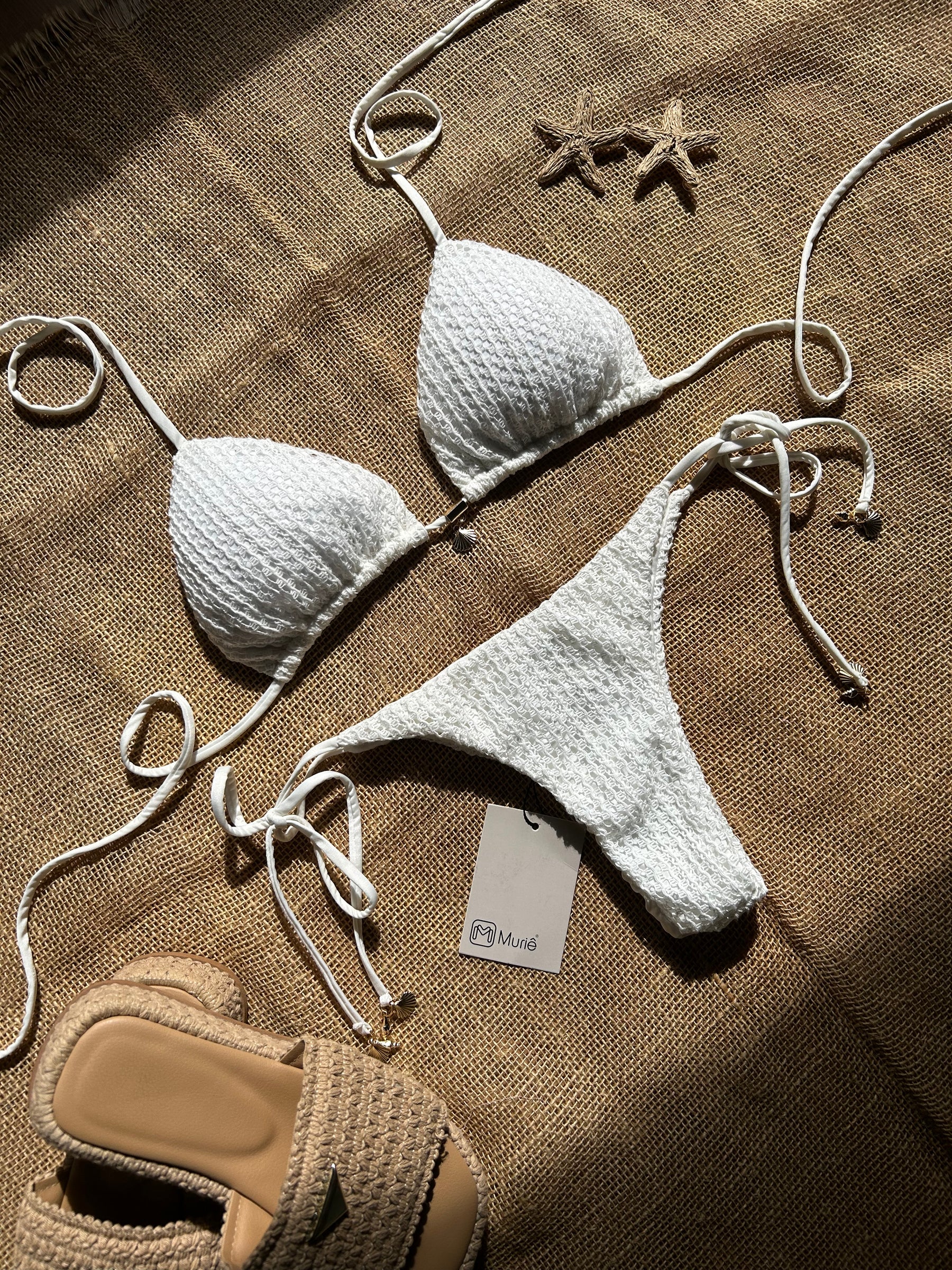 Biquíni cortininha crochet branco Yeskla