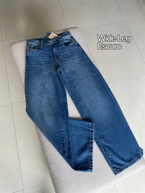 Calça Wide Leg Relaxed Sky Escuro - Consciência