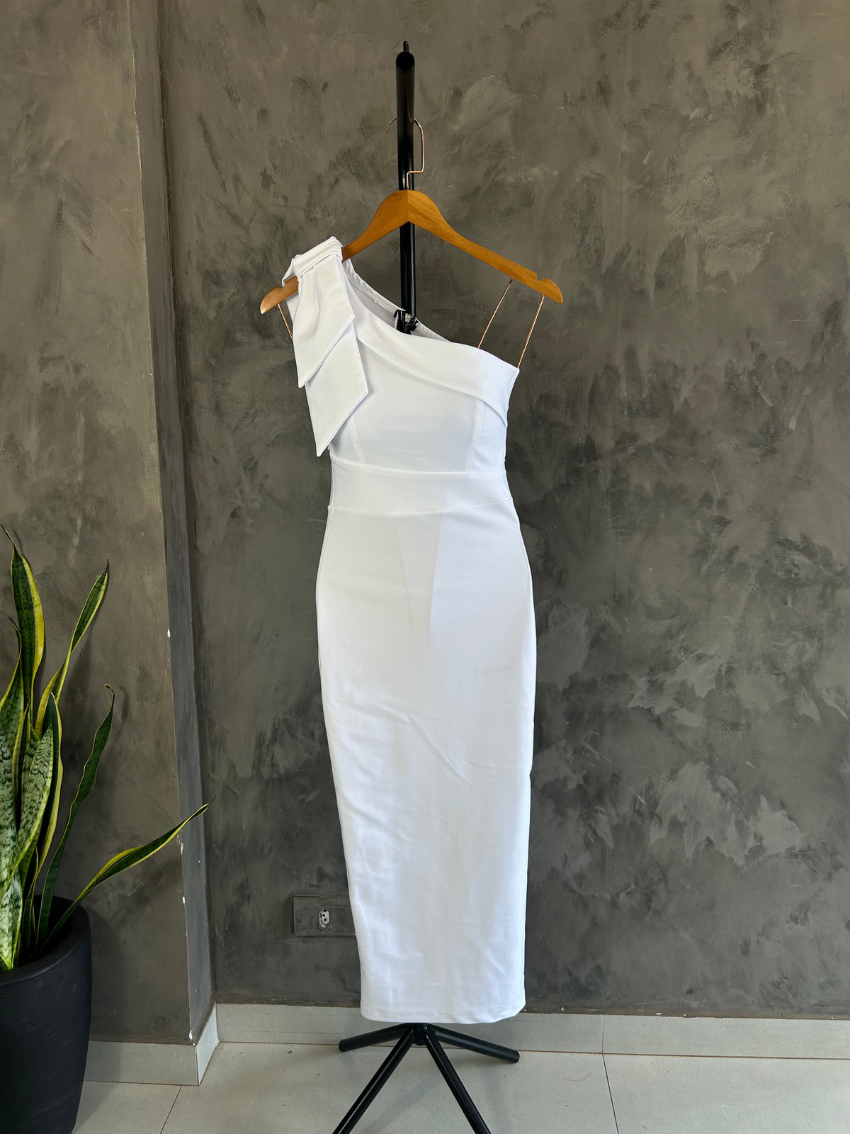 Vestido Feminino Midi Social de Festa Branco - Jhesly