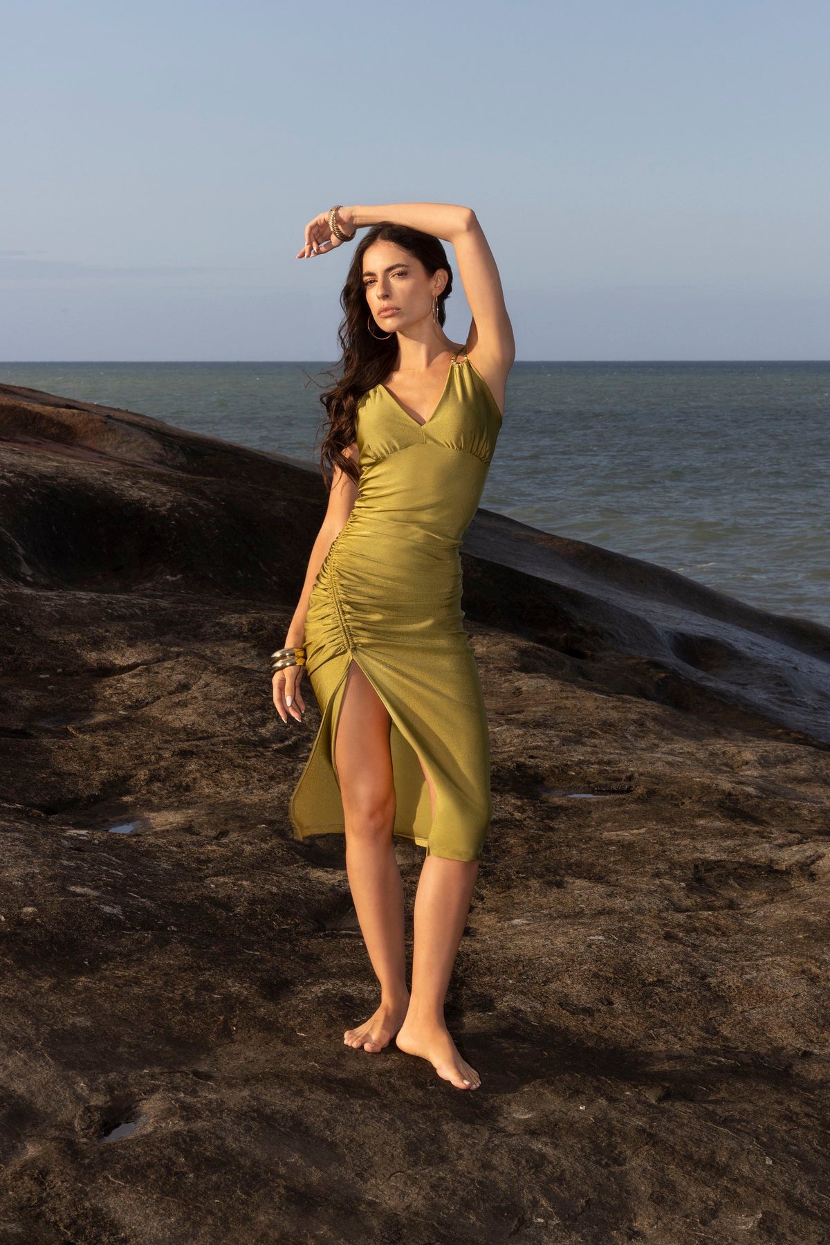 Vestido Justo de Festa Drapeado - Yeskla