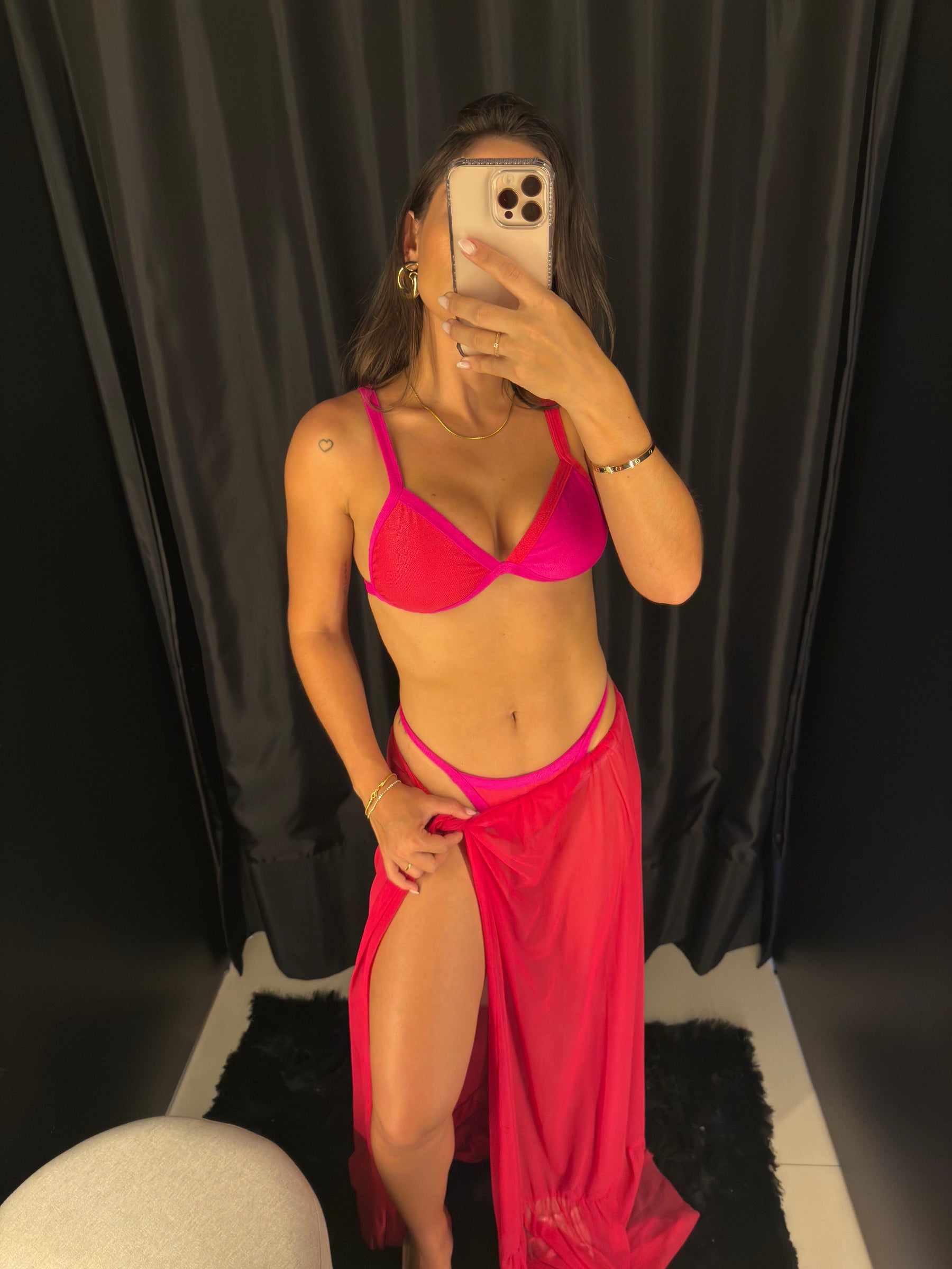 Biquini Cortininha fixa magenta