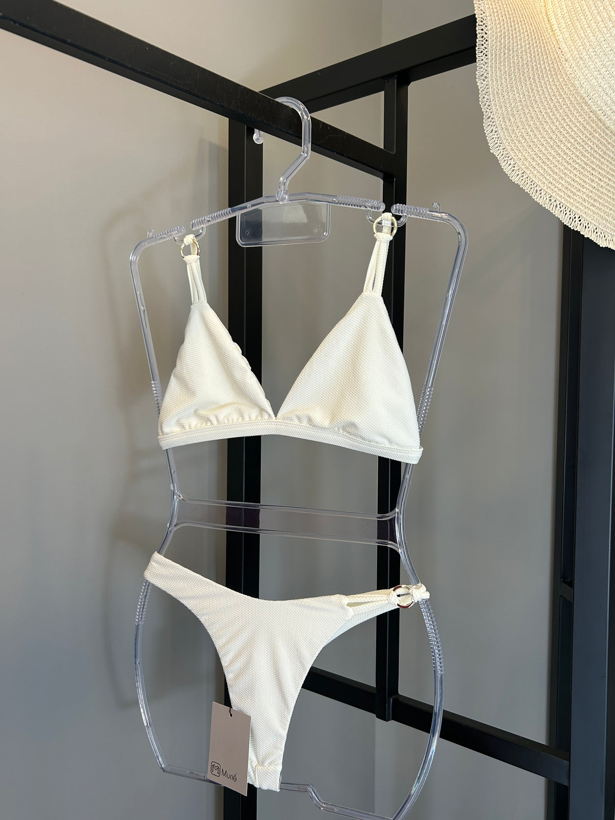 Biquini cortininha fixa Off White Yeskla