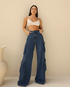 Calça Jeans Cargo Escura - Consciência Jeans