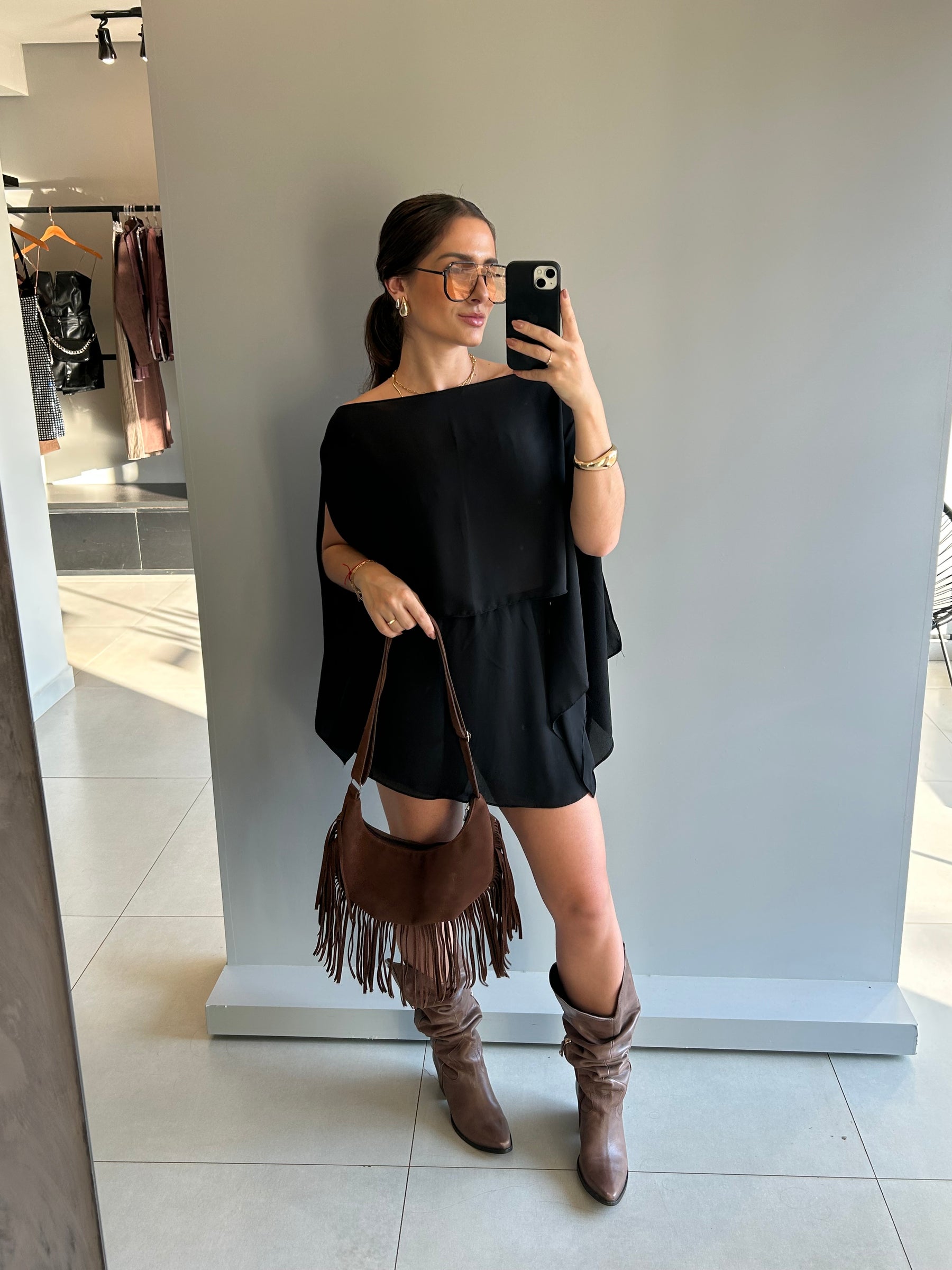Conjunto Bata e Saia curta- Pietra
