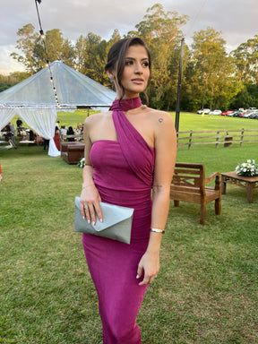 Vestido Longo de Festa Um Ombro Só com Chocker - Gabriela