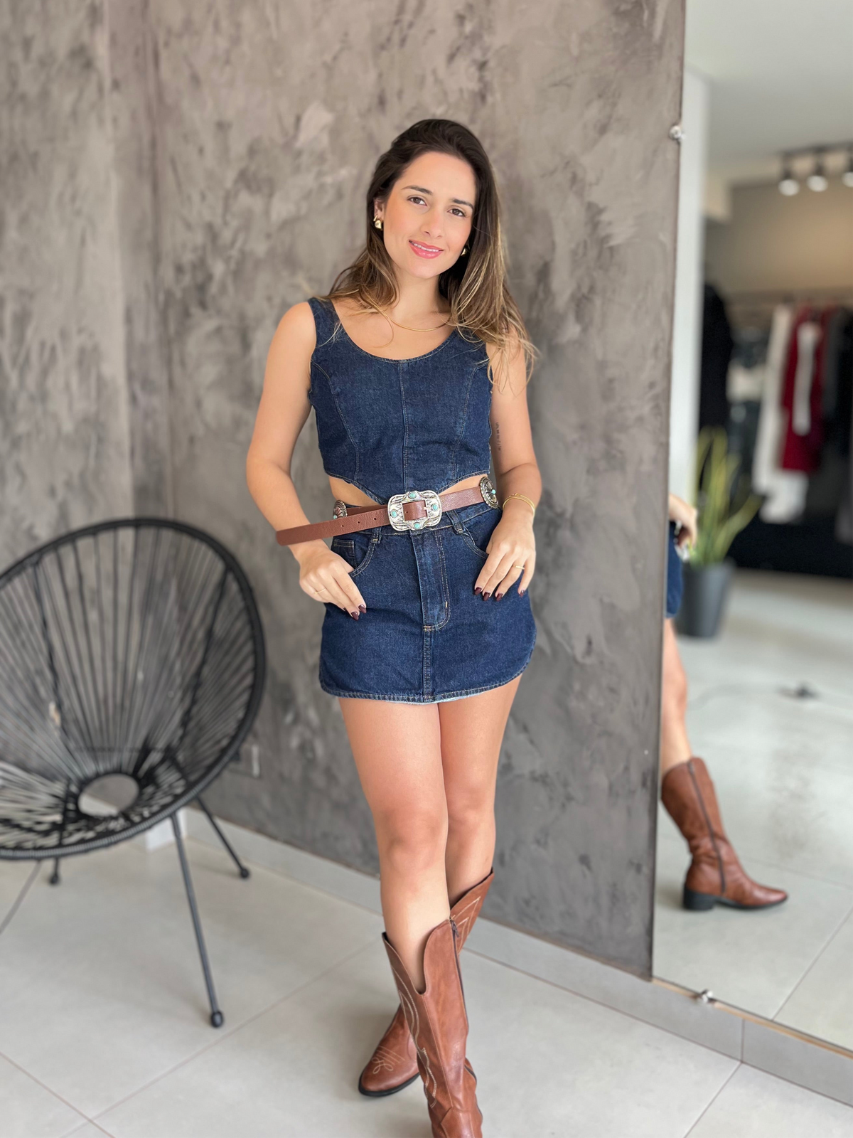 Conjunto Feminino Jeans Western- Marinho
