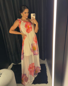 Vestido Longo Fluido Solto Floral