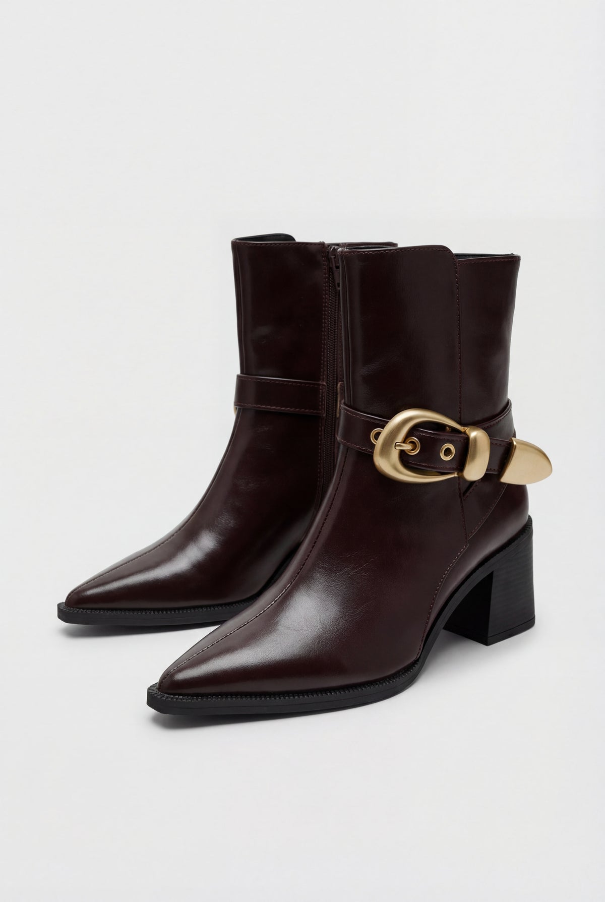 Bota Couro Fivela Barbara Marrom