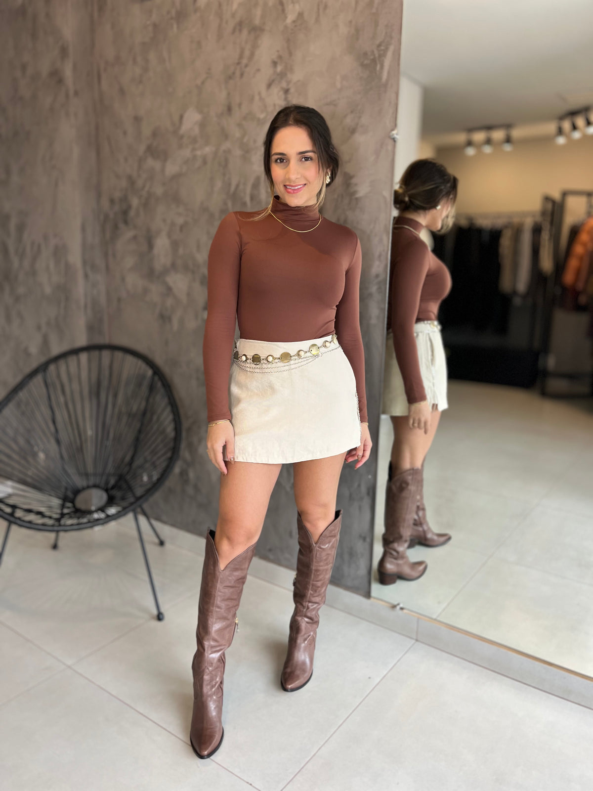 Short Saia Sarjado Sofia