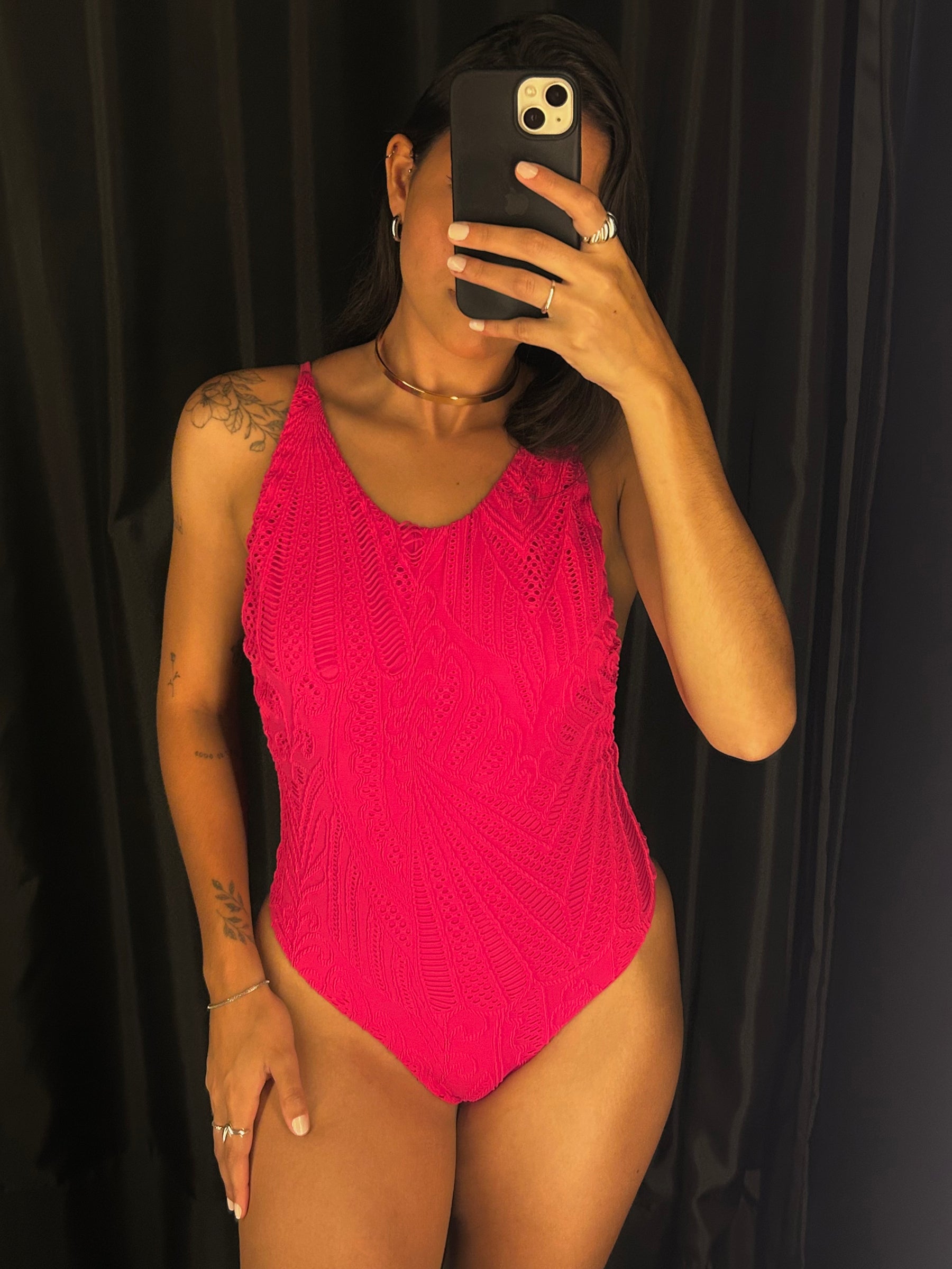 Maiô Cavado Renda pink