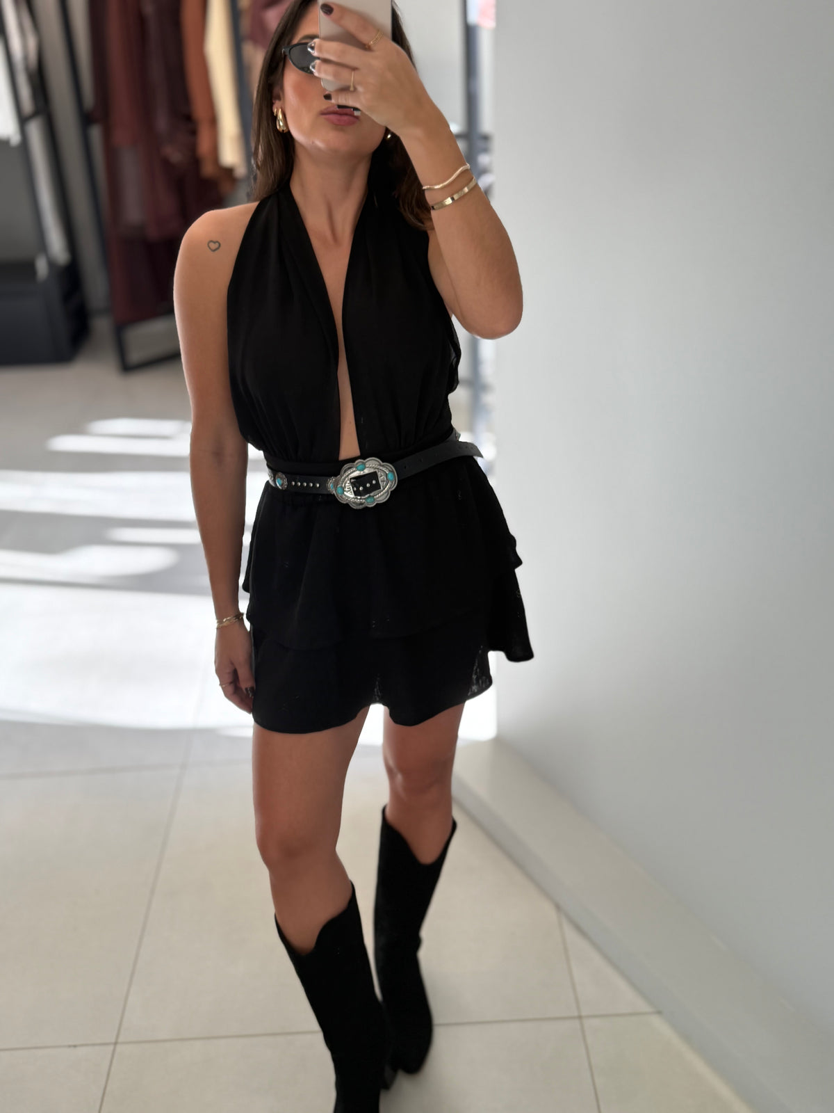 Saia Curta Babados Boho - Yeskla
