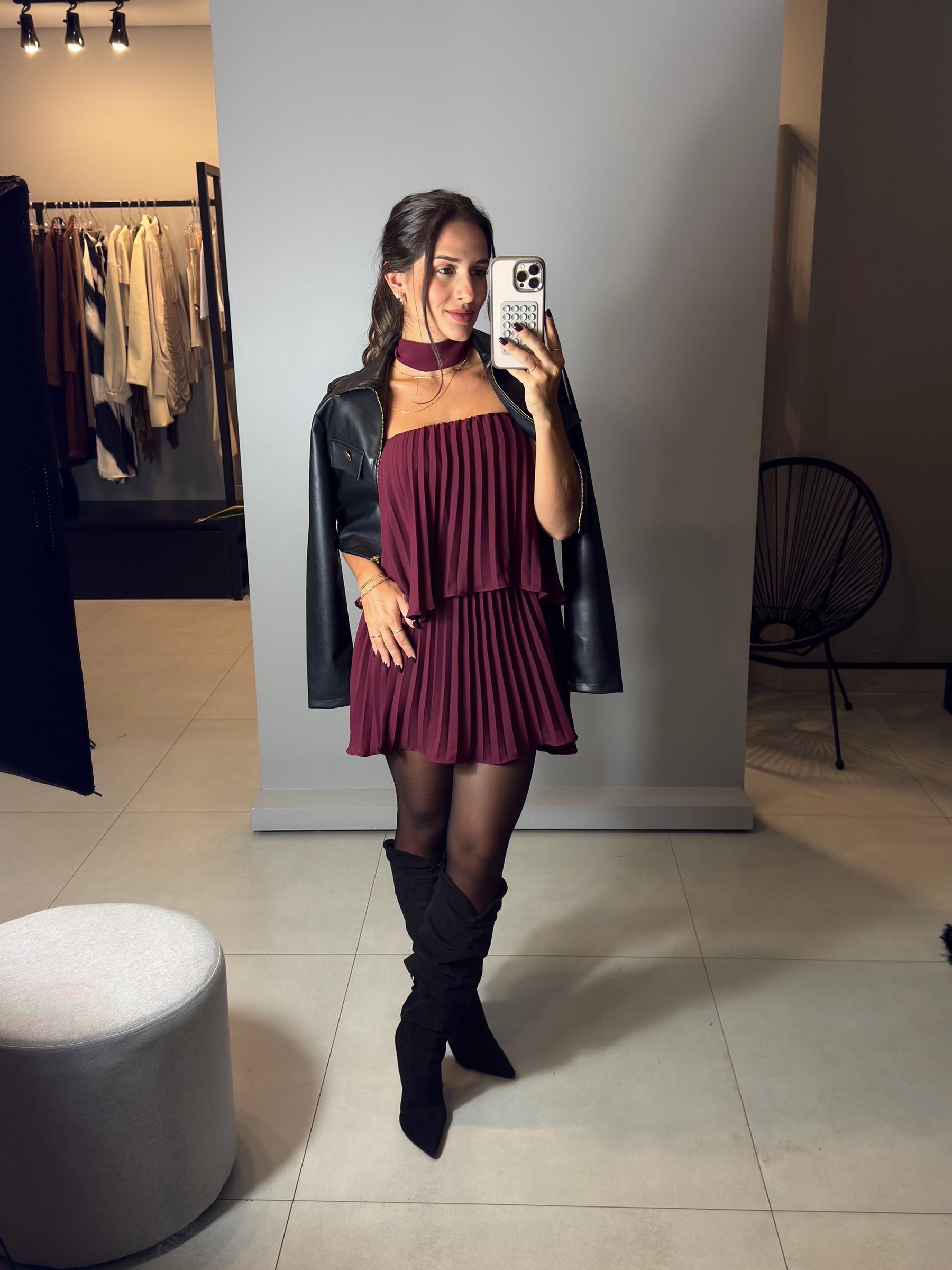 Conjunto Curto Plissado Aline