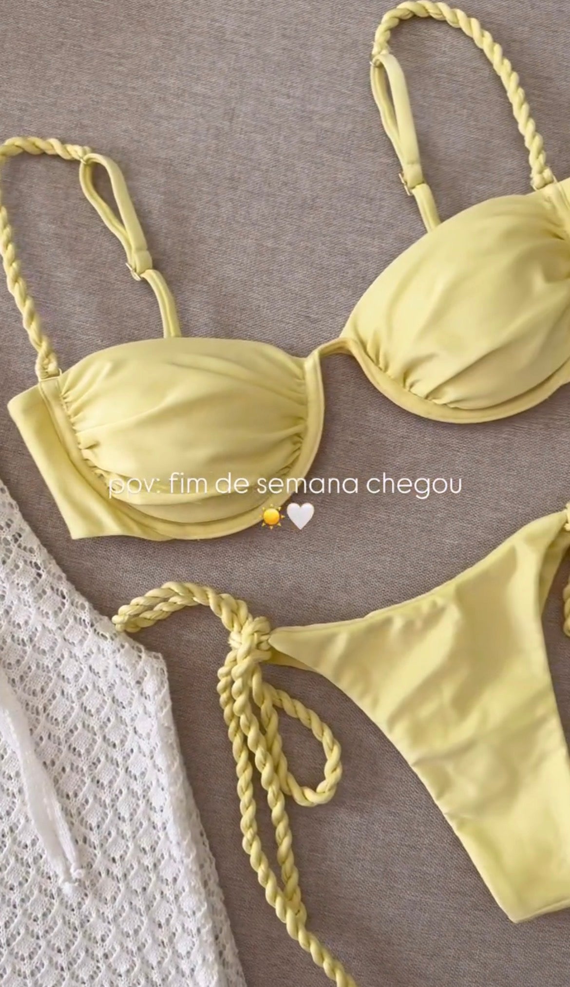 Biquíni Jeri Trançado Amarelo Manteiga