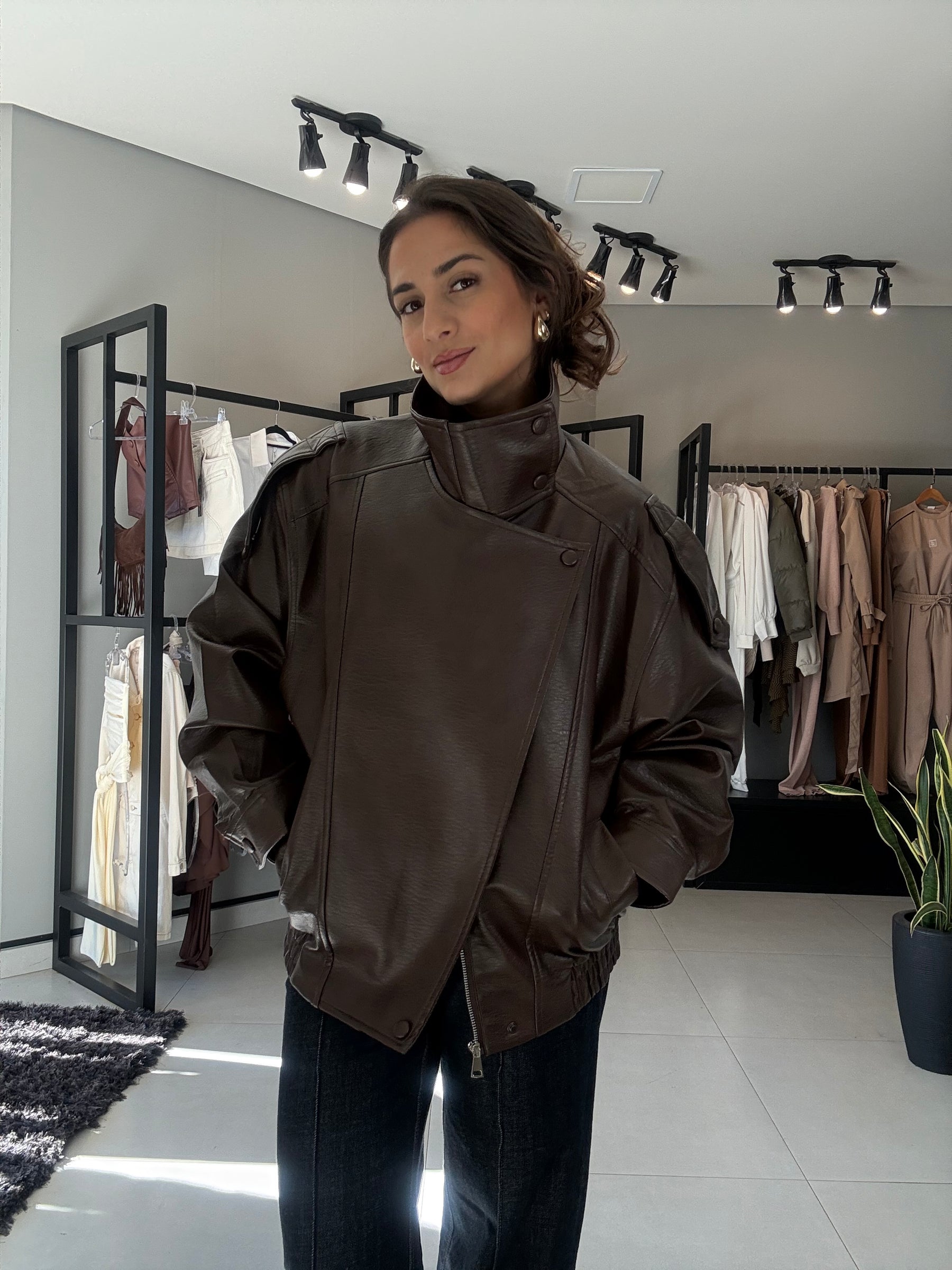 Jaqueta Couro Oversized
