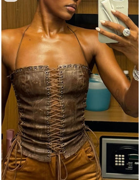 Corset em Couro Ilhós Maisa