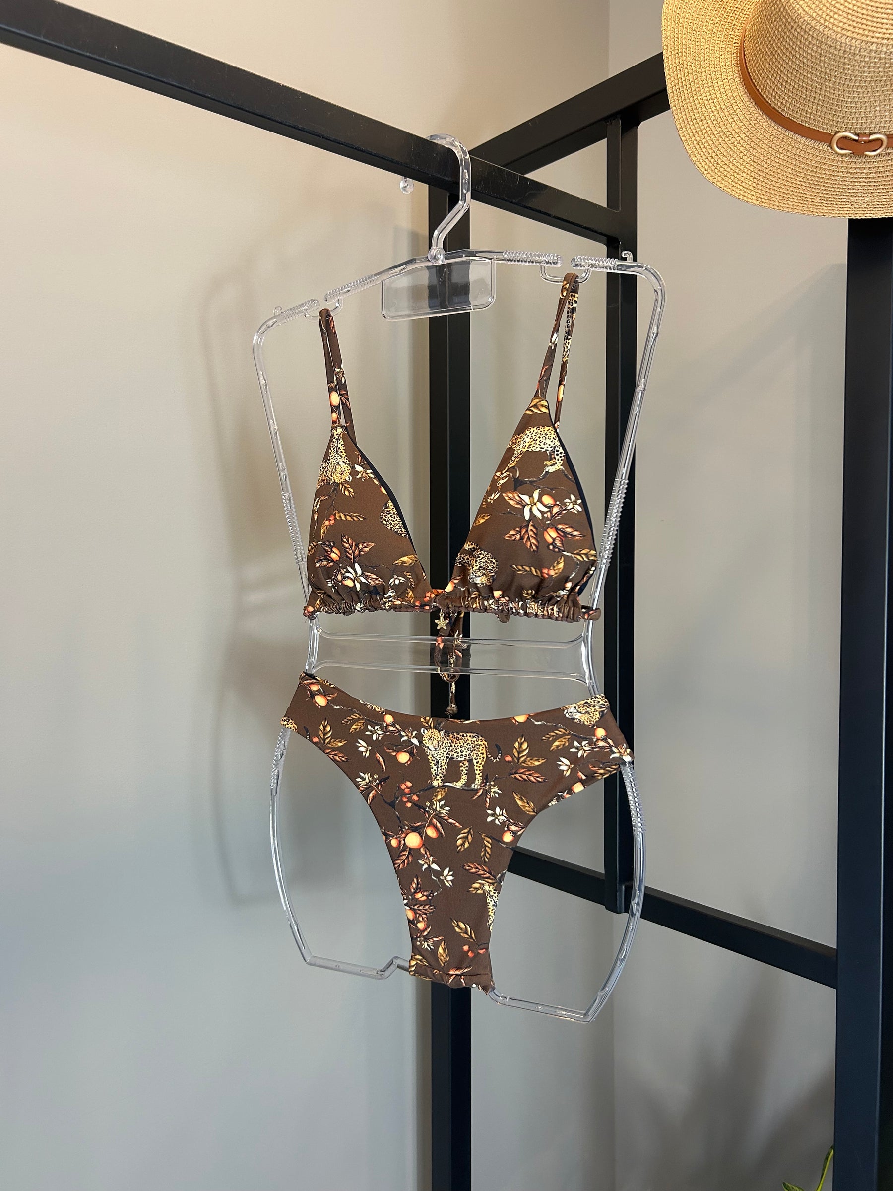 Biquini Cortininha Asa-delta Leopard