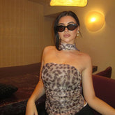 Blusa Feminina Animal Print Tomara que Caia com Gola Lenço – Estilo Fashionista