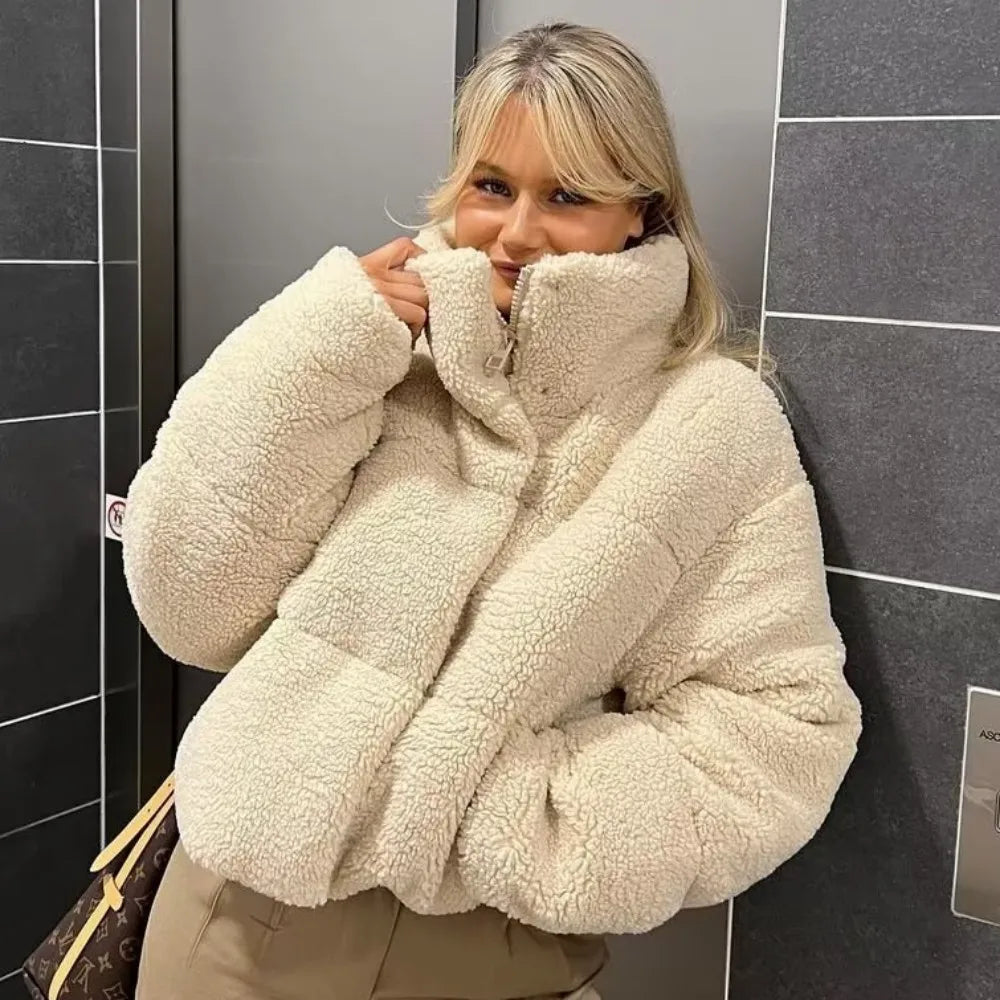 Jaqueta Feminina Teddy de Pelúcia – Casaco Quentinho de Inverno