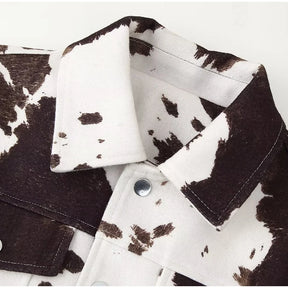 Jaqueta Feminina Estampa Animal Print Cow para Inverno