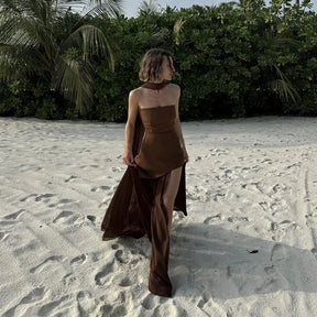 Vestido Longo Amarelo Estruturado Minimalista – Moda Festa Elegante