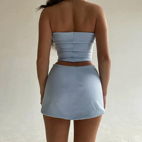 Conjunto Feminino com Top Tomara que Caia e Mini Saia V – Moda Noite Fashion