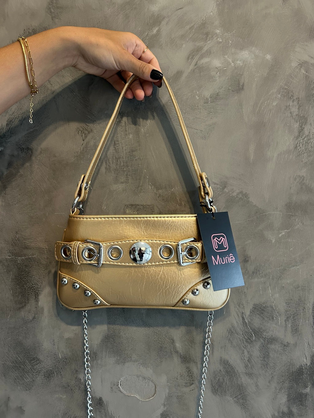 Bolsa metalizada fivelas