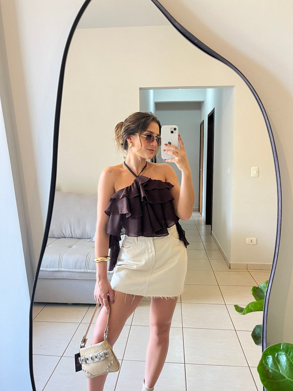 Cropped Bata Feminino com Babados Boho Chic