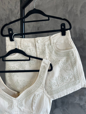 Conjunto Sarja Bordado Off White