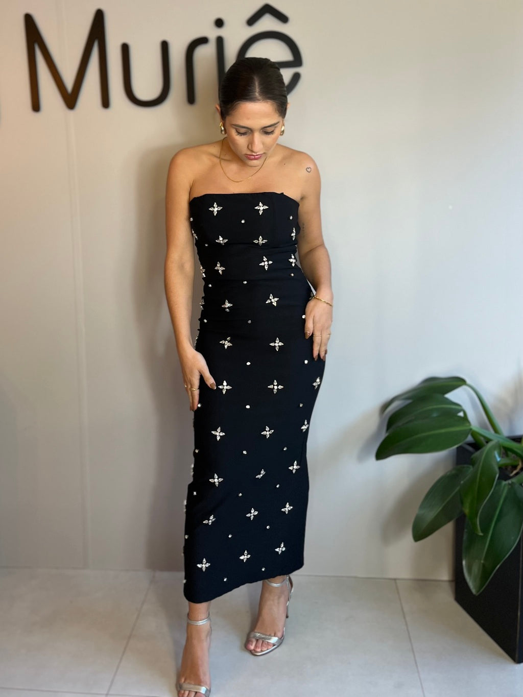 Vestido Feminino Midi Pedrarias para Festa