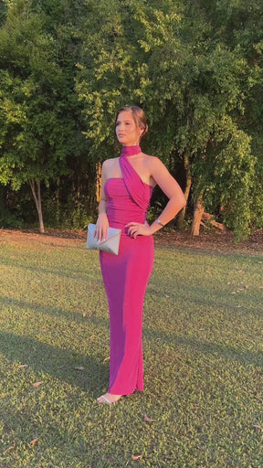 Vestido Longo de Festa Um Ombro Só com Chocker - Gabriela