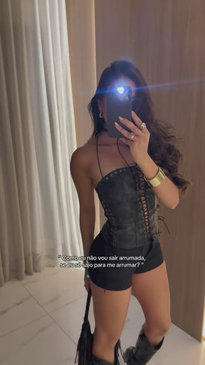 Corset em Couro Ilhós Maisa